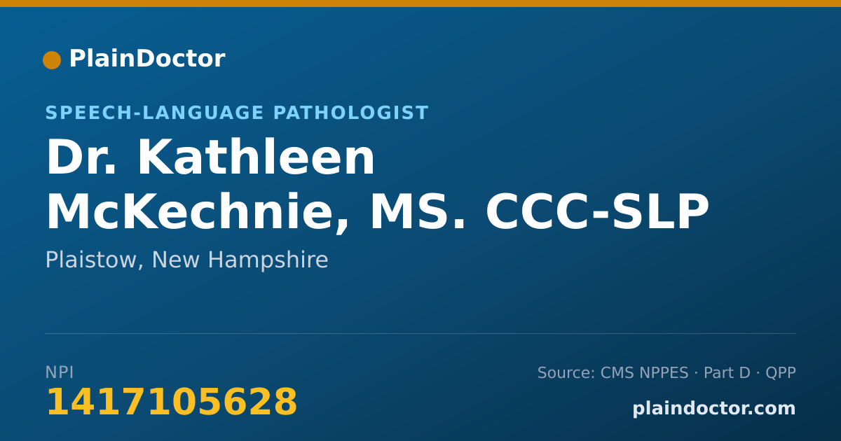Shareable card for Kathleen McKechnie, MS. CCC-SLP - Speech-Language Pathologist, Plaistow, NH