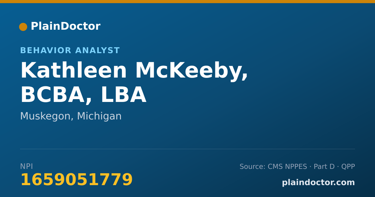 Shareable card for Kathleen McKeeby, BCBA, LBA - Behavior Analyst, Muskegon, MI