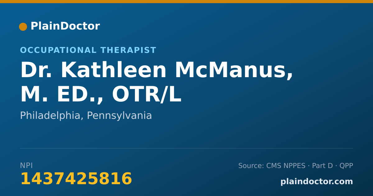 Shareable card for Kathleen McManus, M. ED., OTR/L - Occupational Therapist, Philadelphia, PA