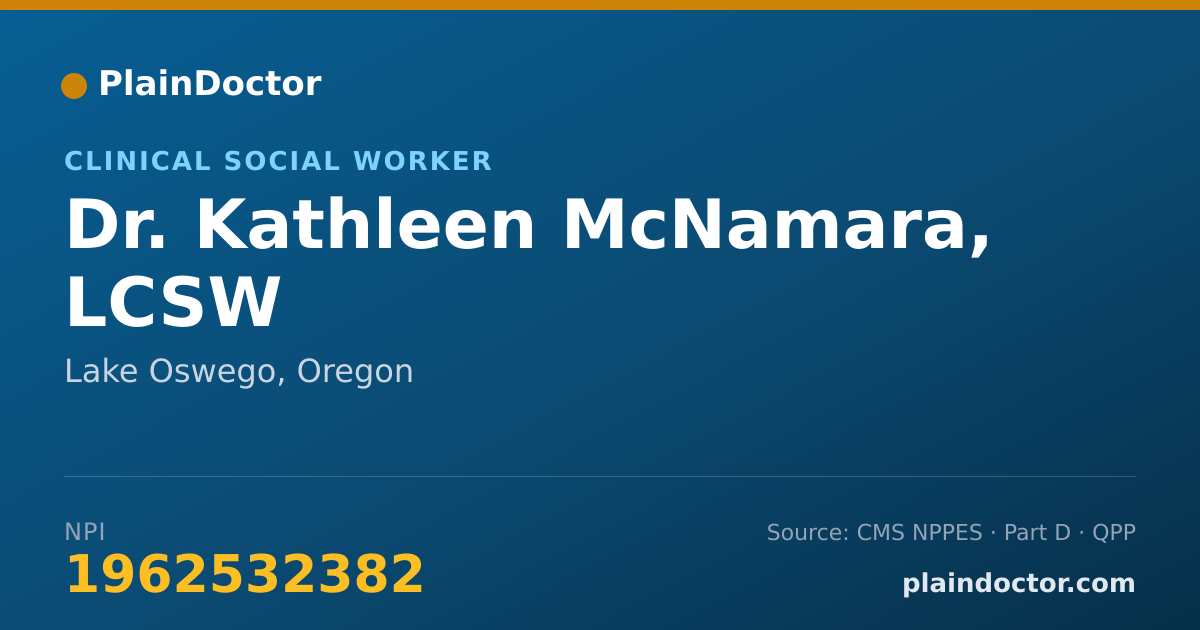 Shareable card for Kathleen McNamara, LCSW - Clinical Social Worker, Lake Oswego, OR