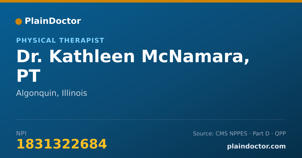 Shareable card for Kathleen McNamara, PT - Physical Therapist, Algonquin, IL