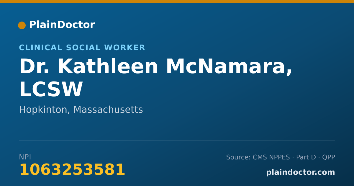 Shareable card for Kathleen McNamara, LCSW - Clinical Social Worker, Hopkinton, MA
