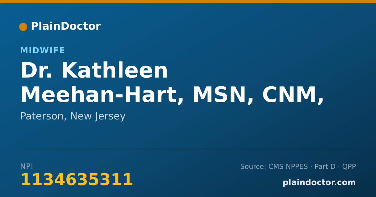 Shareable card for Kathleen Meehan-Hart, MSN, CNM, WHNP-BC - Midwife, Paterson, NJ