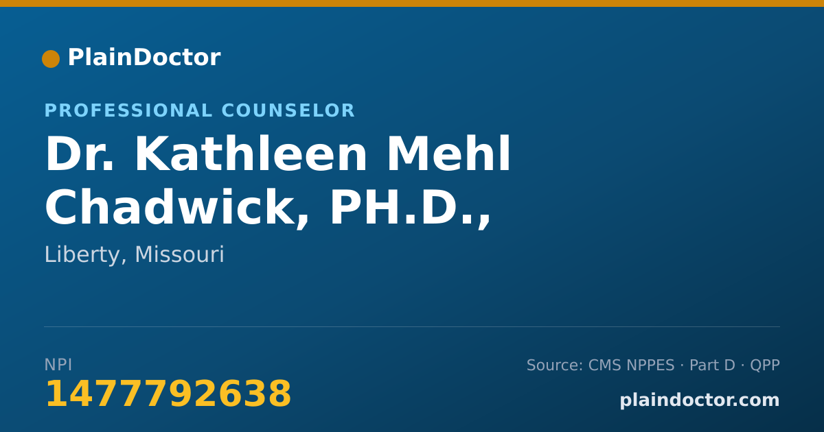 Shareable card for Kathleen Mehl Chadwick, PH.D., L.P.C. - Professional Counselor, Liberty, MO