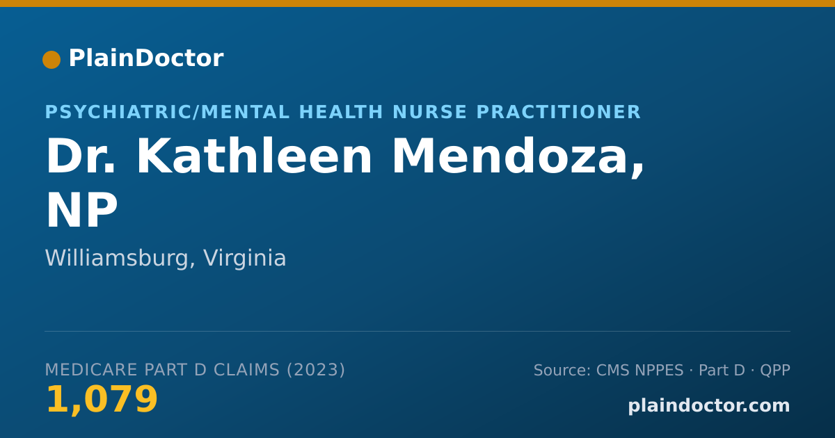 Shareable card for Kathleen Mendoza, NP - Psychiatric/Mental Health Nurse Practitioner, Williamsburg, VA