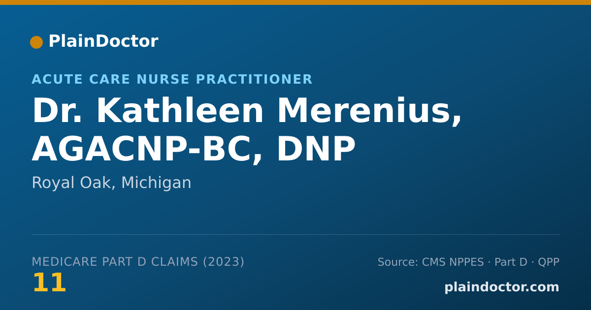 Shareable card for Kathleen Merenius, AGACNP-BC, DNP - Acute Care Nurse Practitioner, Royal Oak, MI