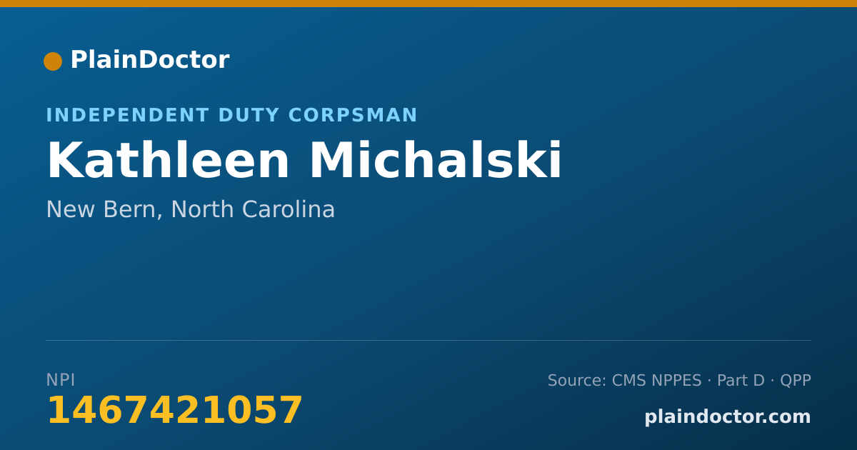 Shareable card for Kathleen Michalski - Independent Duty Corpsman, New Bern, NC
