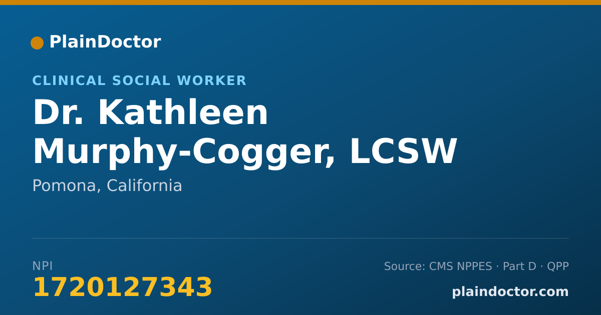 Shareable card for Kathleen Murphy-Cogger, LCSW - Clinical Social Worker, Pomona, CA