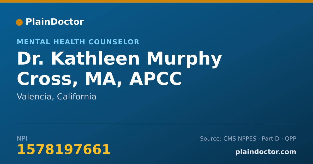 Shareable card for Kathleen Murphy Cross, MA, APCC - Mental Health Counselor, Valencia, CA
