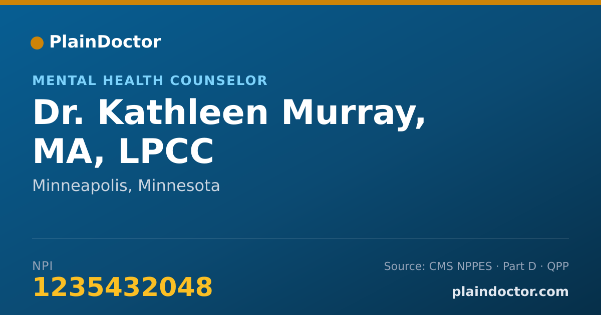 Shareable card for Kathleen Murray, MA, LPCC - Mental Health Counselor, Minneapolis, MN