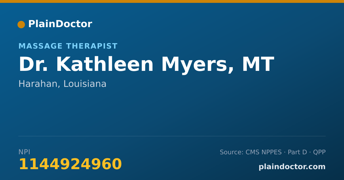 Shareable card for Kathleen Myers, MT - Massage Therapist, Harahan, LA