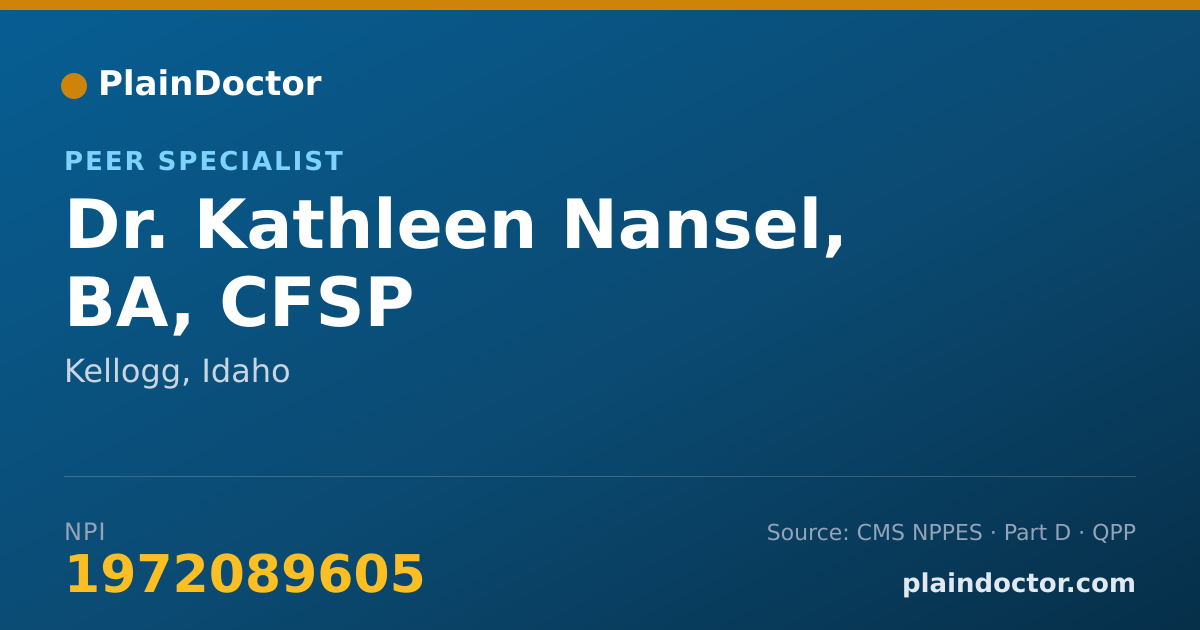 Shareable card for Kathleen Nansel, BA, CFSP - Peer Specialist, Kellogg, ID