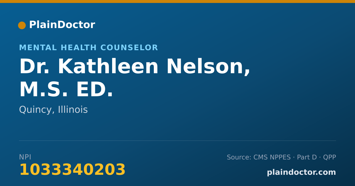 Shareable card for Kathleen Nelson, M.S. ED. - Mental Health Counselor, Quincy, IL