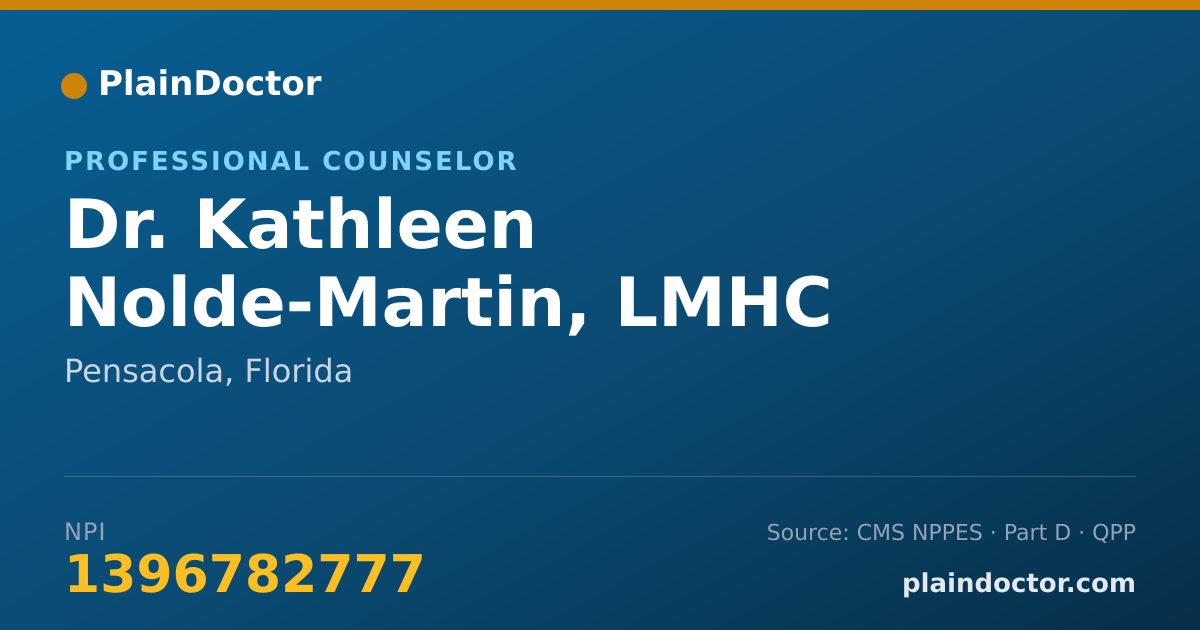 Shareable card for Kathleen Nolde-Martin, LMHC - Professional Counselor, Pensacola, FL