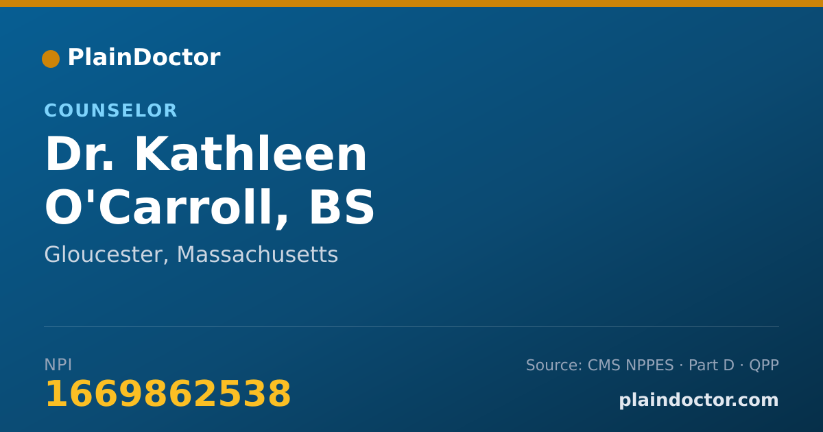 Shareable card for Kathleen O'Carroll, BS - Counselor, Gloucester, MA