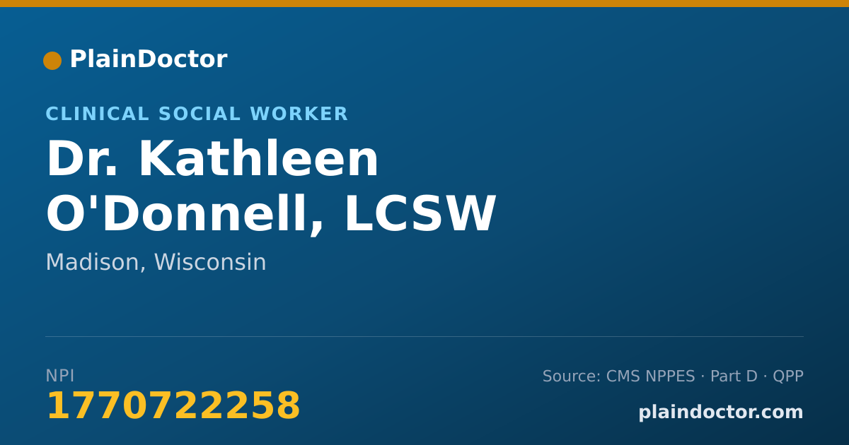Shareable card for Kathleen O'Donnell, LCSW - Clinical Social Worker, Madison, WI
