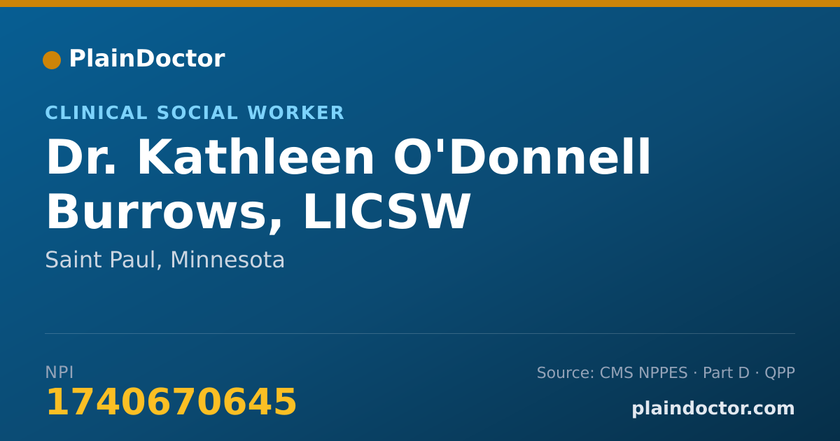 Shareable card for Kathleen O'Donnell Burrows, LICSW - Clinical Social Worker, Saint Paul, MN