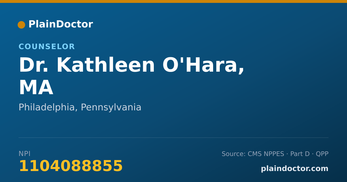 Shareable card for Kathleen O'Hara, MA - Counselor, Philadelphia, PA