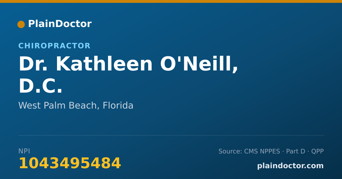 Shareable card for Kathleen O'Neill, D.C. - Chiropractor, West Palm Beach, FL
