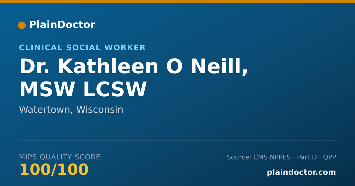 Shareable card for Kathleen O Neill, MSW LCSW - Clinical Social Worker, Watertown, WI