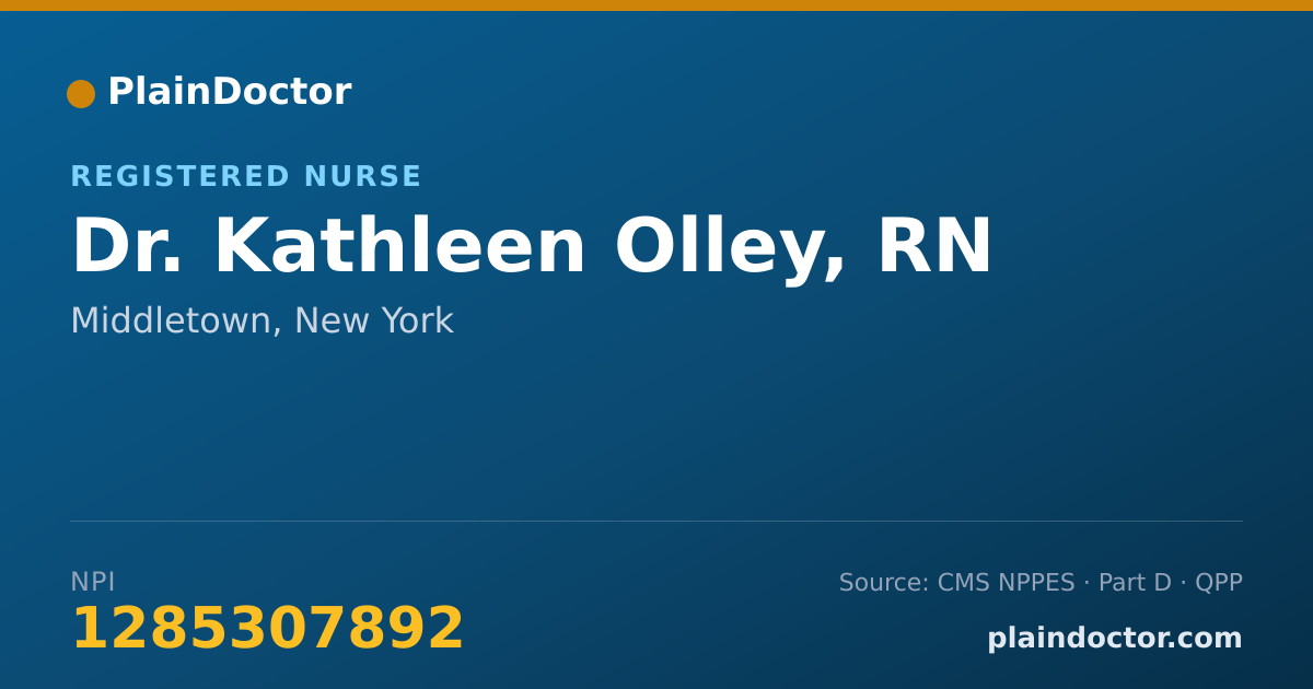 Shareable card for Kathleen Olley, RN - Registered Nurse, Middletown, NY