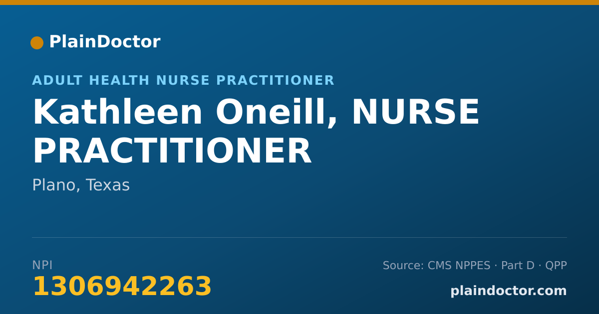 Shareable card for Kathleen Oneill, NURSE PRACTITIONER - Adult Health Nurse Practitioner, Plano, TX