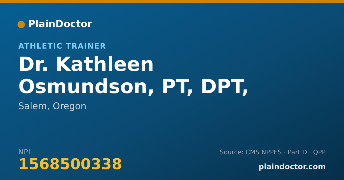 Shareable card for Kathleen Osmundson, PT, DPT, ATC - Athletic Trainer, Salem, OR