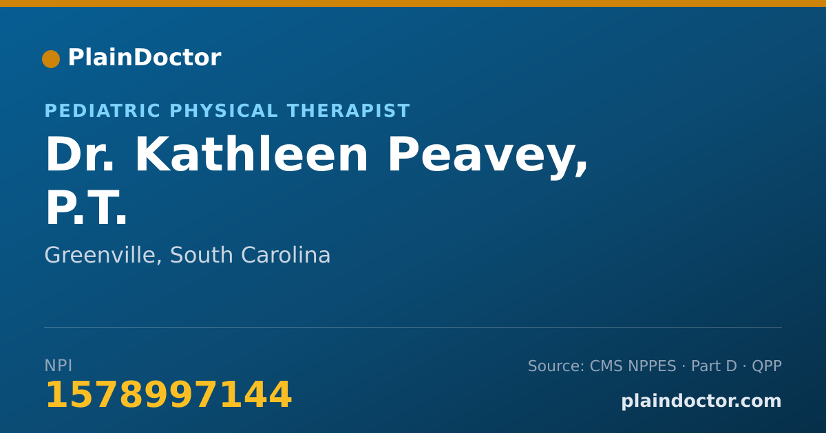 Shareable card for Kathleen Peavey, P.T. - Pediatric Physical Therapist, Greenville, SC