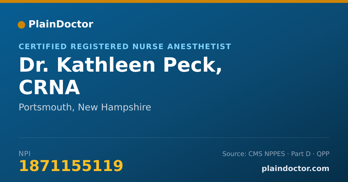 Shareable card for Kathleen Peck, CRNA - Certified Registered Nurse Anesthetist, Portsmouth, NH