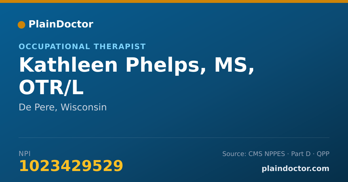 Shareable card for Kathleen Phelps, MS, OTR/L - Occupational Therapist, De Pere, WI