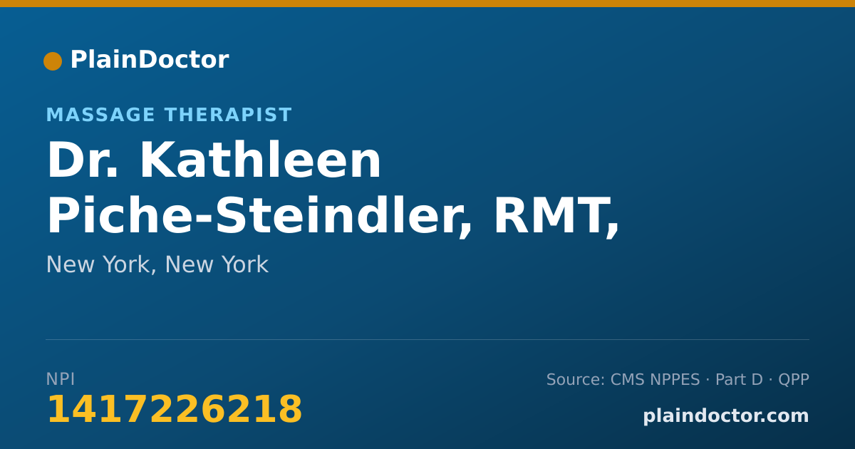 Shareable card for Kathleen Piche-Steindler, RMT, LLCC - Massage Therapist, New York, NY