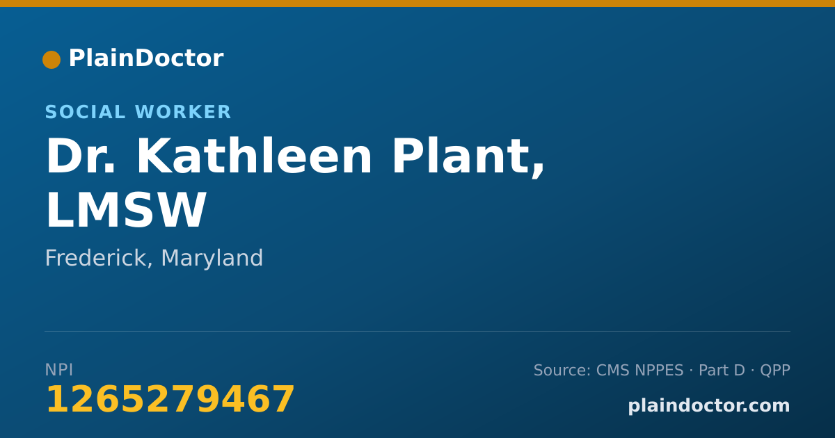 Shareable card for Kathleen Plant, LMSW - Social Worker, Frederick, MD