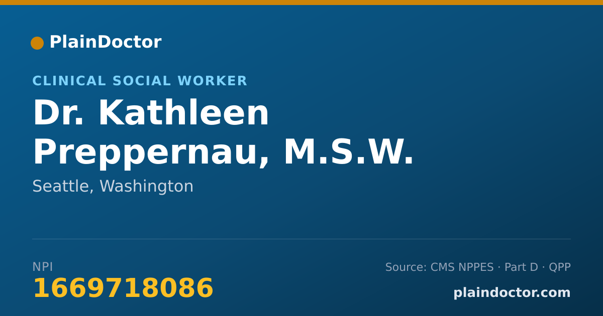 Shareable card for Kathleen Preppernau, M.S.W. - Clinical Social Worker, Seattle, WA