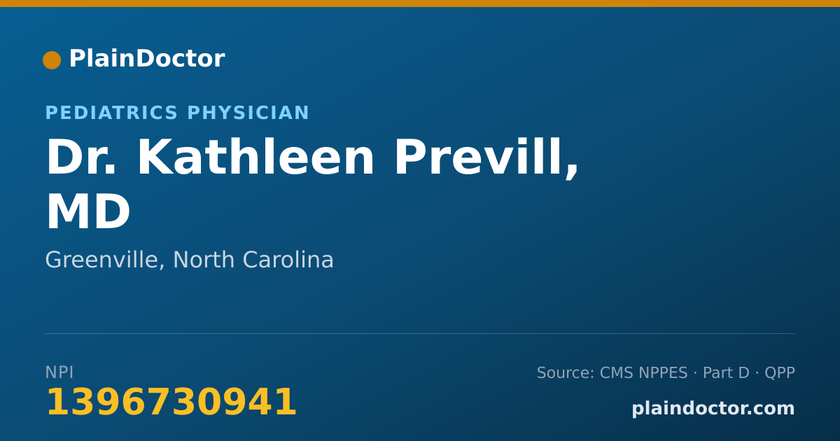 Shareable card for Kathleen Previll, MD - Pediatrics Physician, Greenville, NC