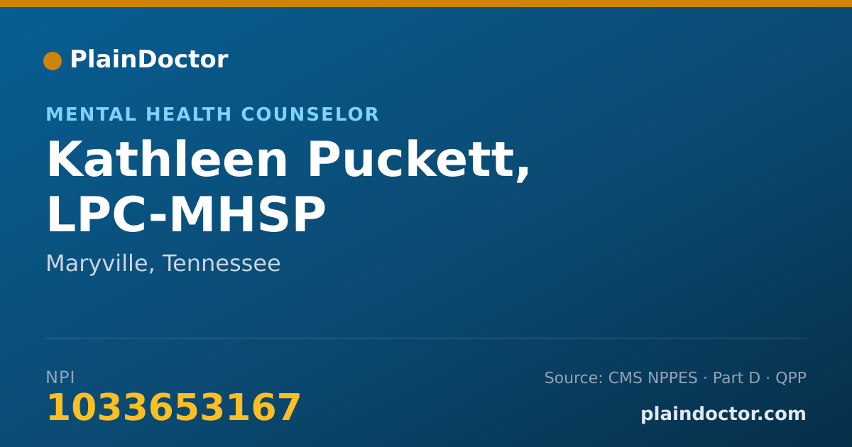 Shareable card for Kathleen Puckett, LPC-MHSP - Mental Health Counselor, Maryville, TN