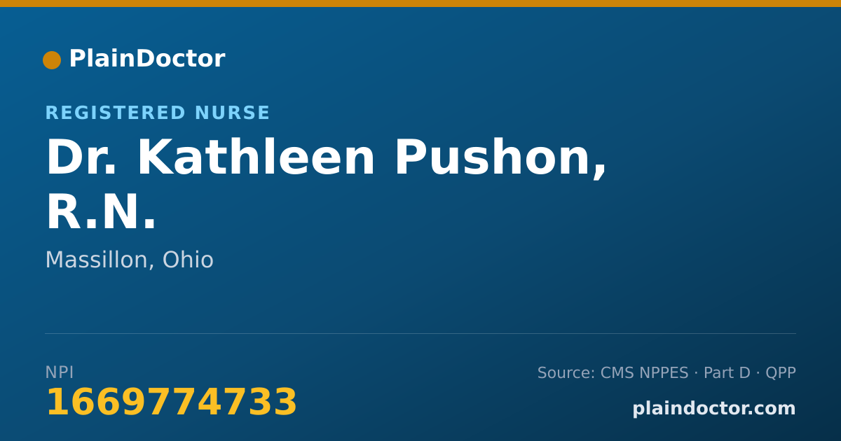 Shareable card for Kathleen Pushon, R.N. - Registered Nurse, Massillon, OH