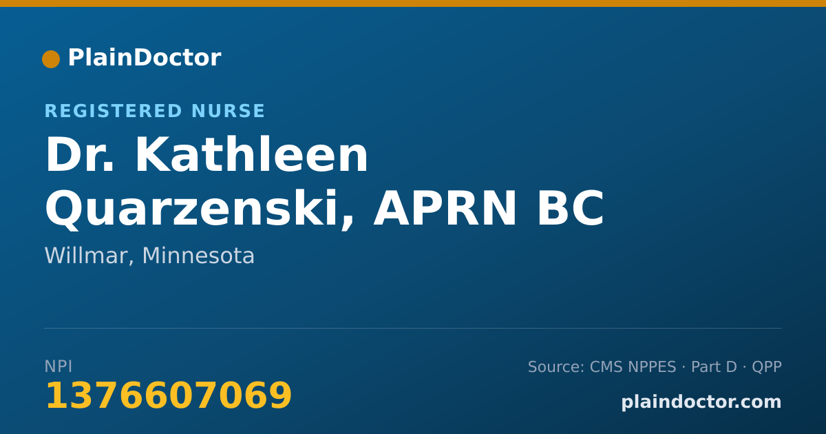 Shareable card for Kathleen Quarzenski, APRN BC FNP - Registered Nurse, Willmar, MN