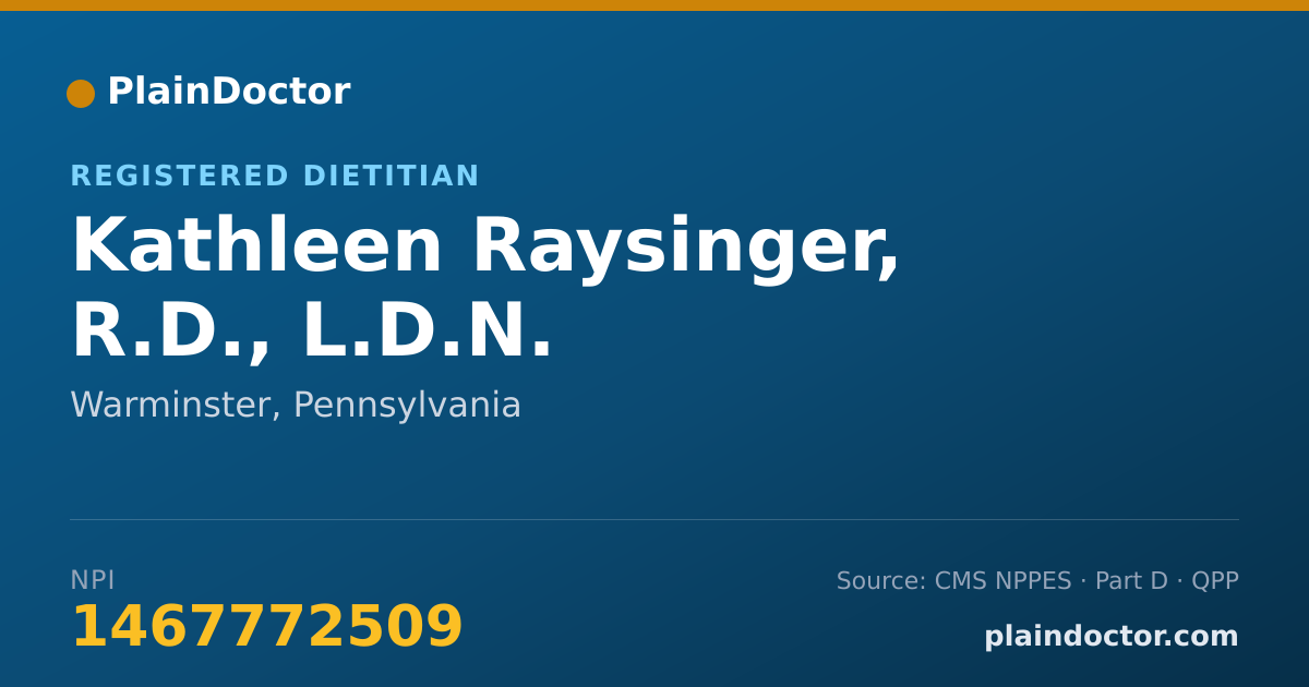 Shareable card for Kathleen Raysinger, R.D., L.D.N. - Registered Dietitian, Warminster, PA