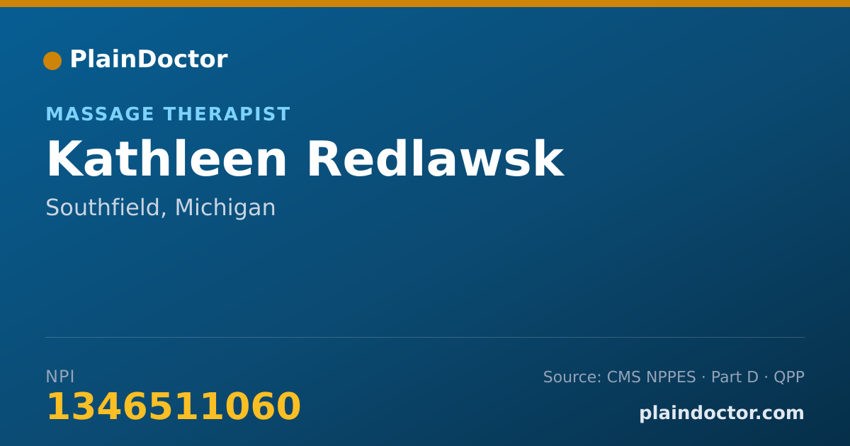 Shareable card for Kathleen Redlawsk - Massage Therapist, Southfield, MI