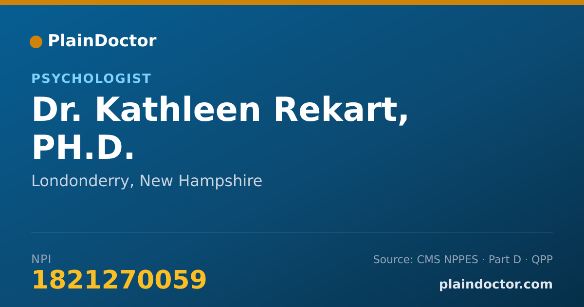 Shareable card for Kathleen Rekart, PH.D. - Psychologist, Londonderry, NH