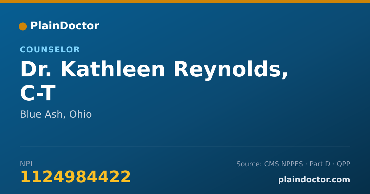 Shareable card for Kathleen Reynolds, C-T - Counselor, Blue Ash, OH