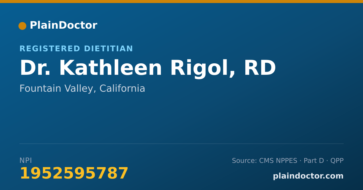Shareable card for Kathleen Rigol, RD - Registered Dietitian, Fountain Valley, CA