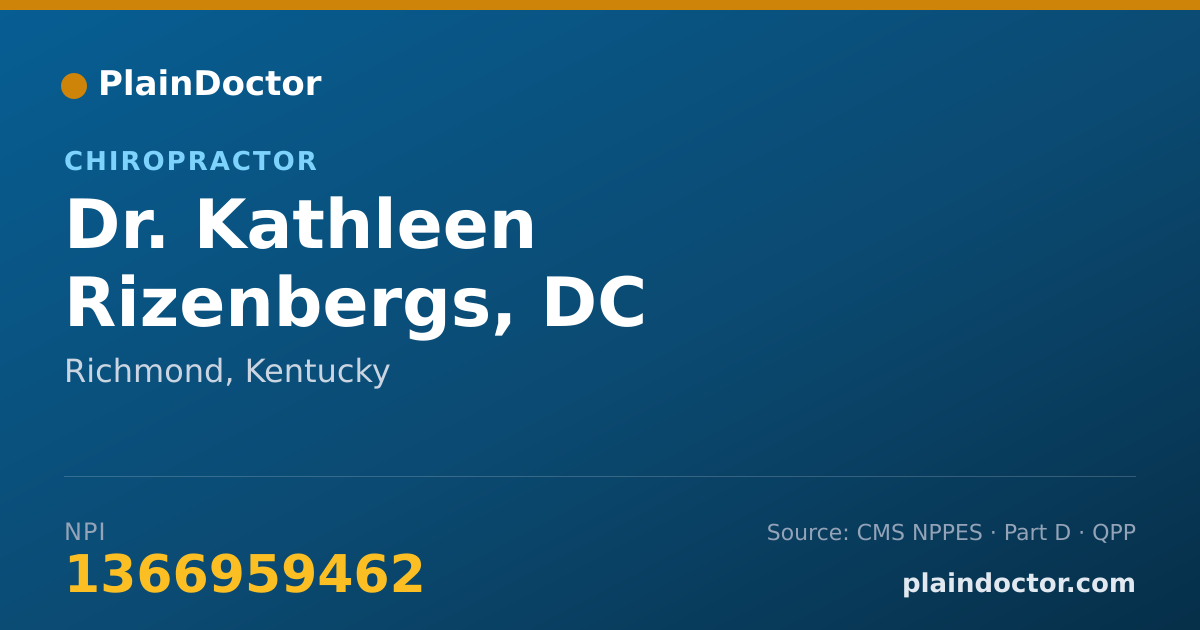 Shareable card for Kathleen Rizenbergs, DC - Chiropractor, Richmond, KY