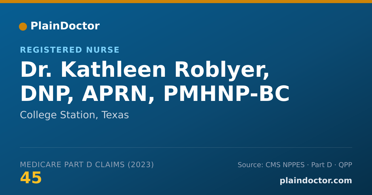 Shareable card for Kathleen Roblyer, DNP, APRN, PMHNP-BC - Registered Nurse, College Station, TX