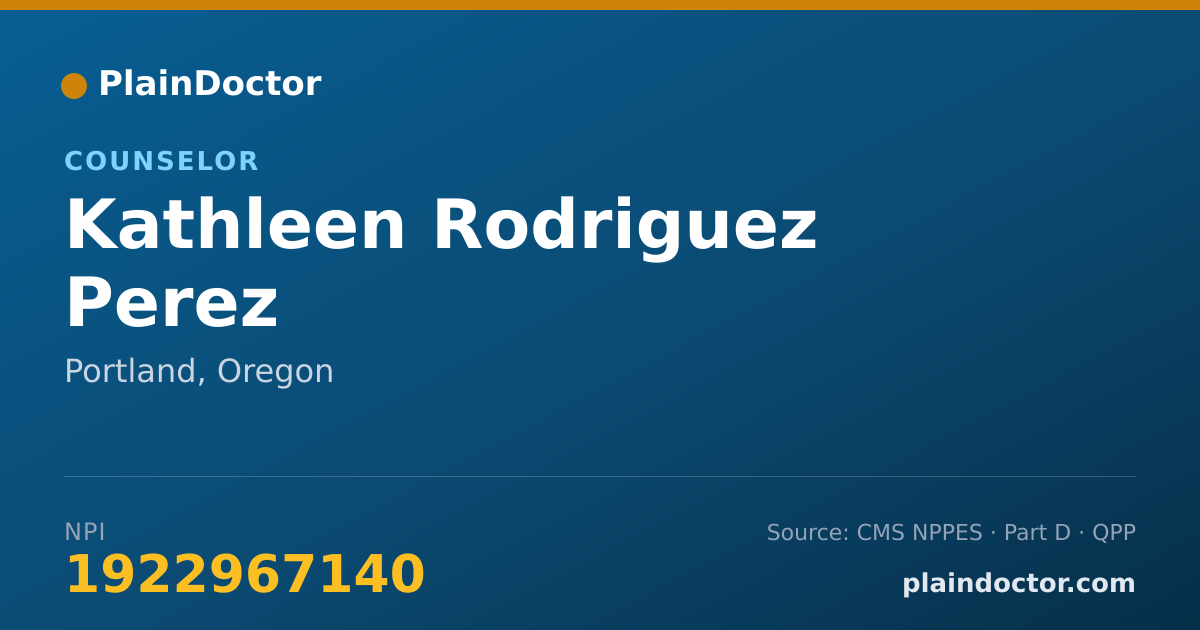Shareable card for Kathleen Rodriguez Perez - Counselor, Portland, OR