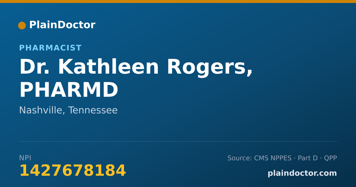 Shareable card for Kathleen Rogers, PHARMD - Pharmacist, Nashville, TN