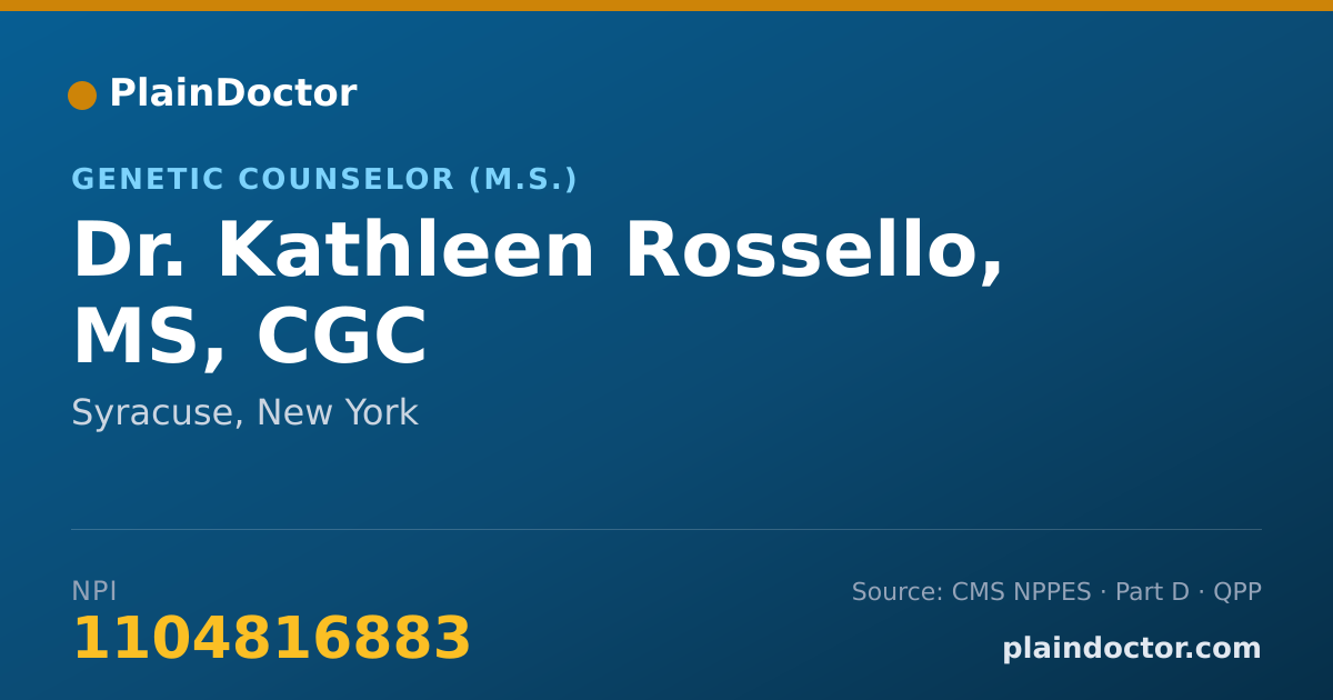 Shareable card for Kathleen Rossello, MS, CGC - Genetic Counselor (M.S.), Syracuse, NY