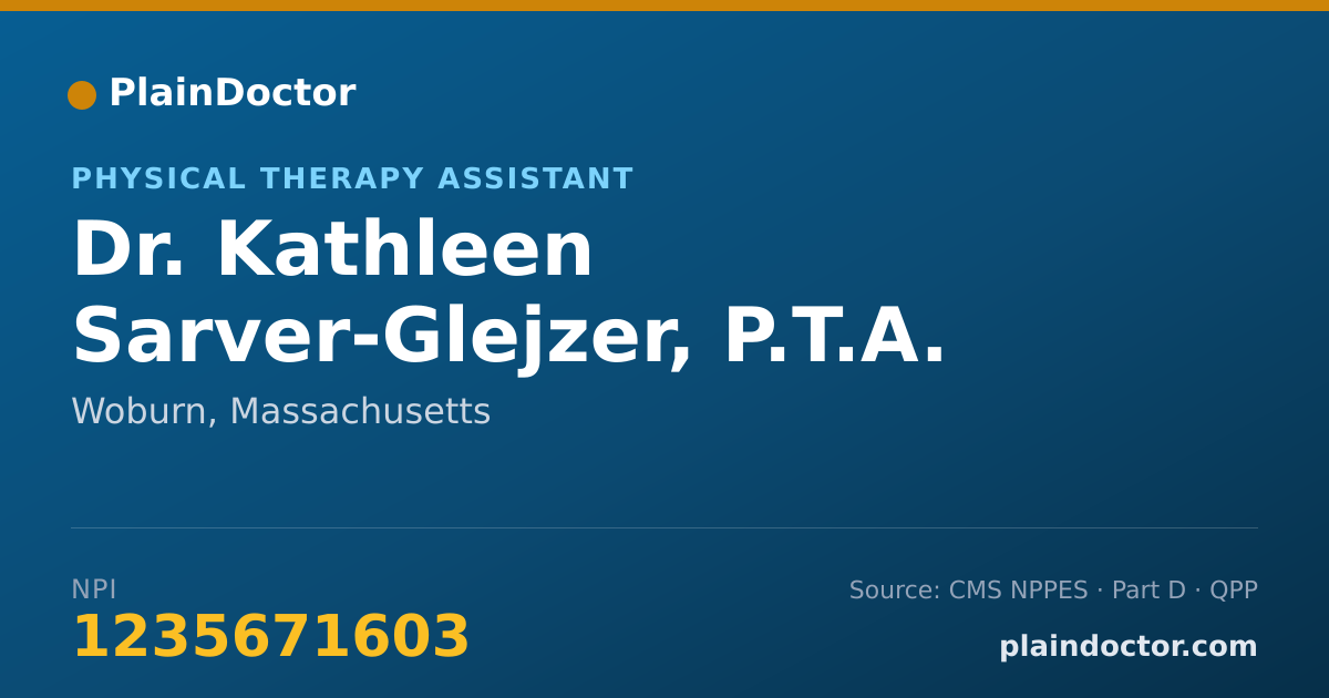 Shareable card for Kathleen Sarver-Glejzer, P.T.A. - Physical Therapy Assistant, Woburn, MA