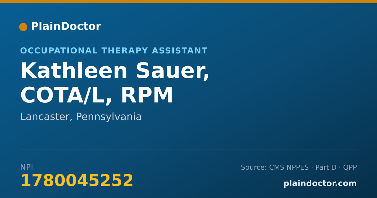 Shareable card for Kathleen Sauer, COTA/L, RPM - Occupational Therapy Assistant, Lancaster, PA
