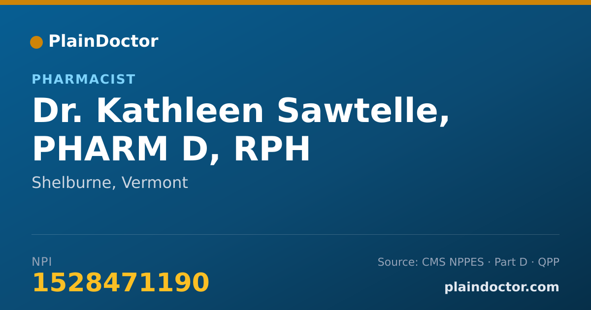 Shareable card for Kathleen Sawtelle, PHARM D, RPH - Pharmacist, Shelburne, VT